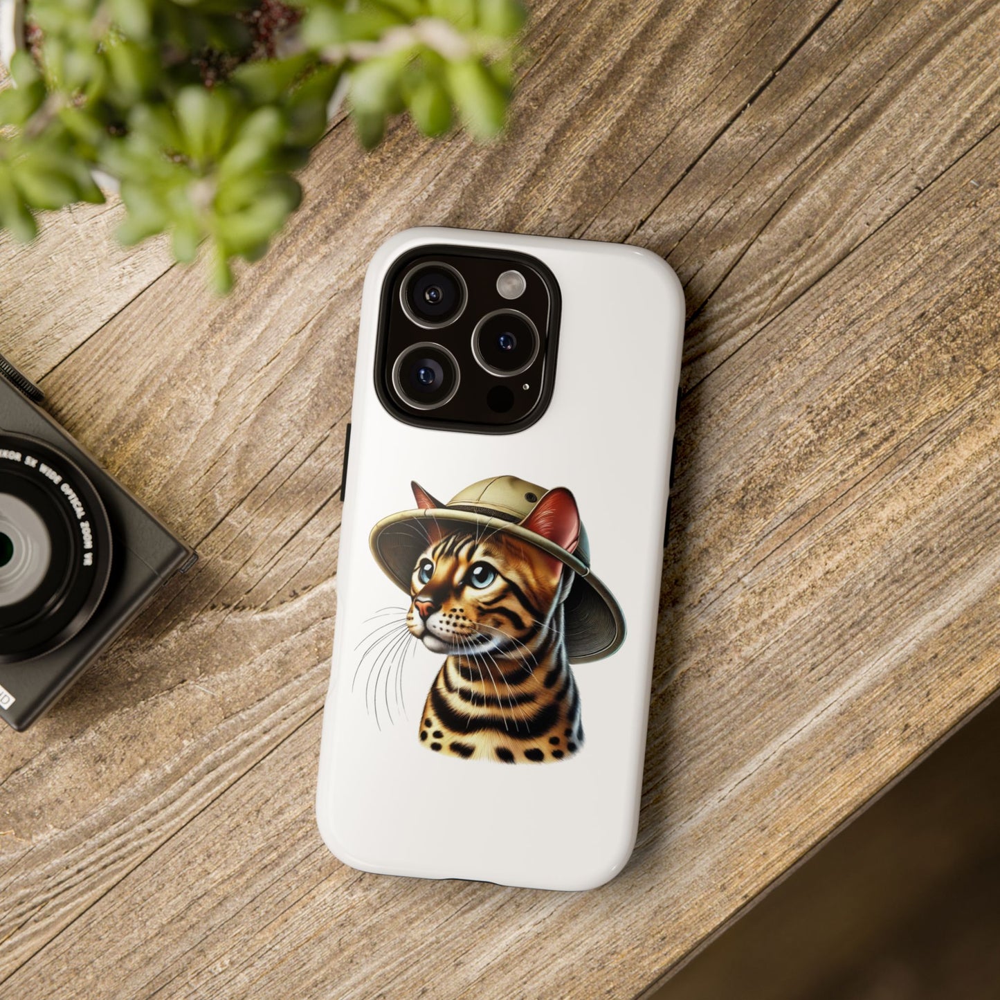 Bengal Cat Wearing a Safari Hat - Tough Phone Case
