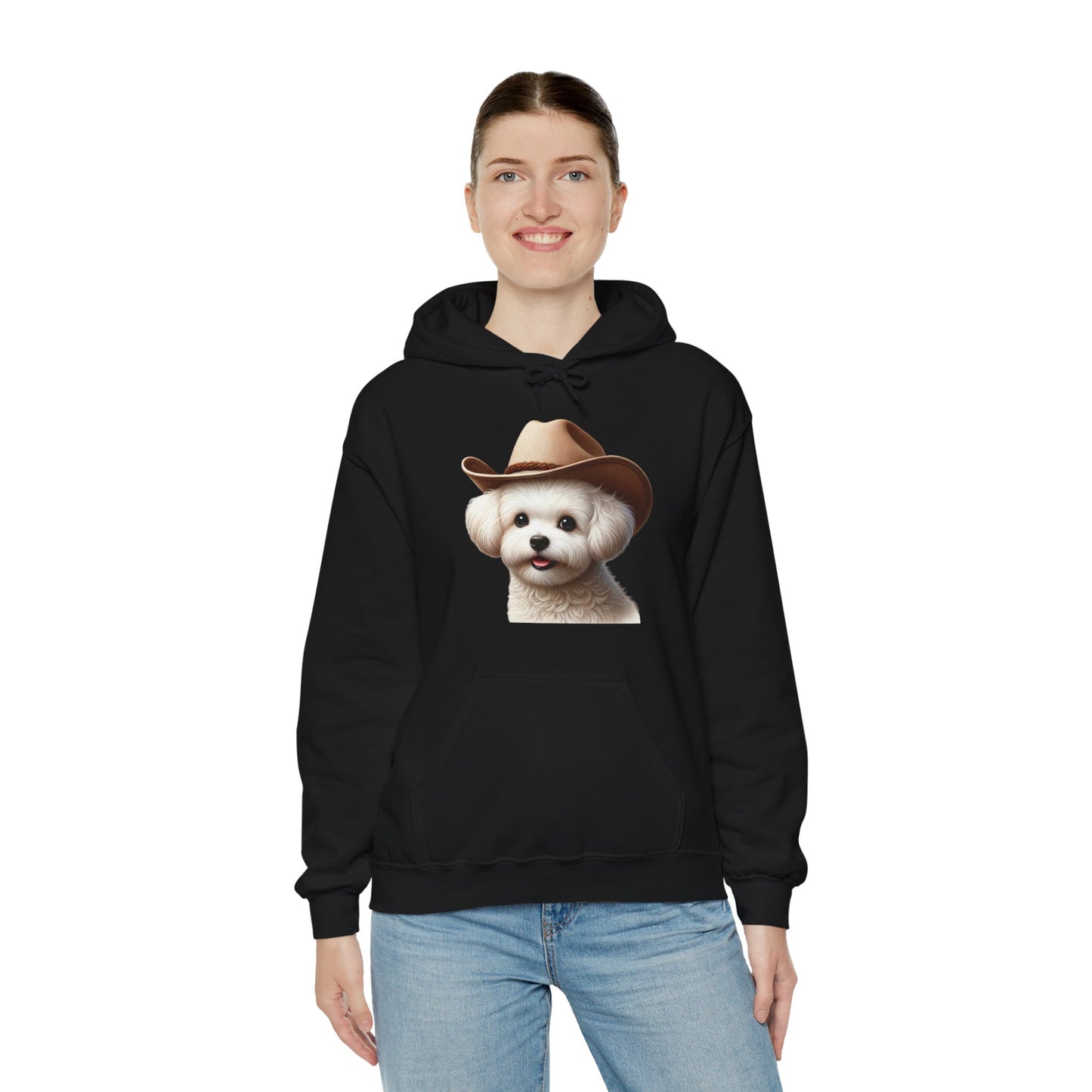 Cute Maltese Wearing A Cowgirl Hat - Adult Hoodie - Too Cute Pets