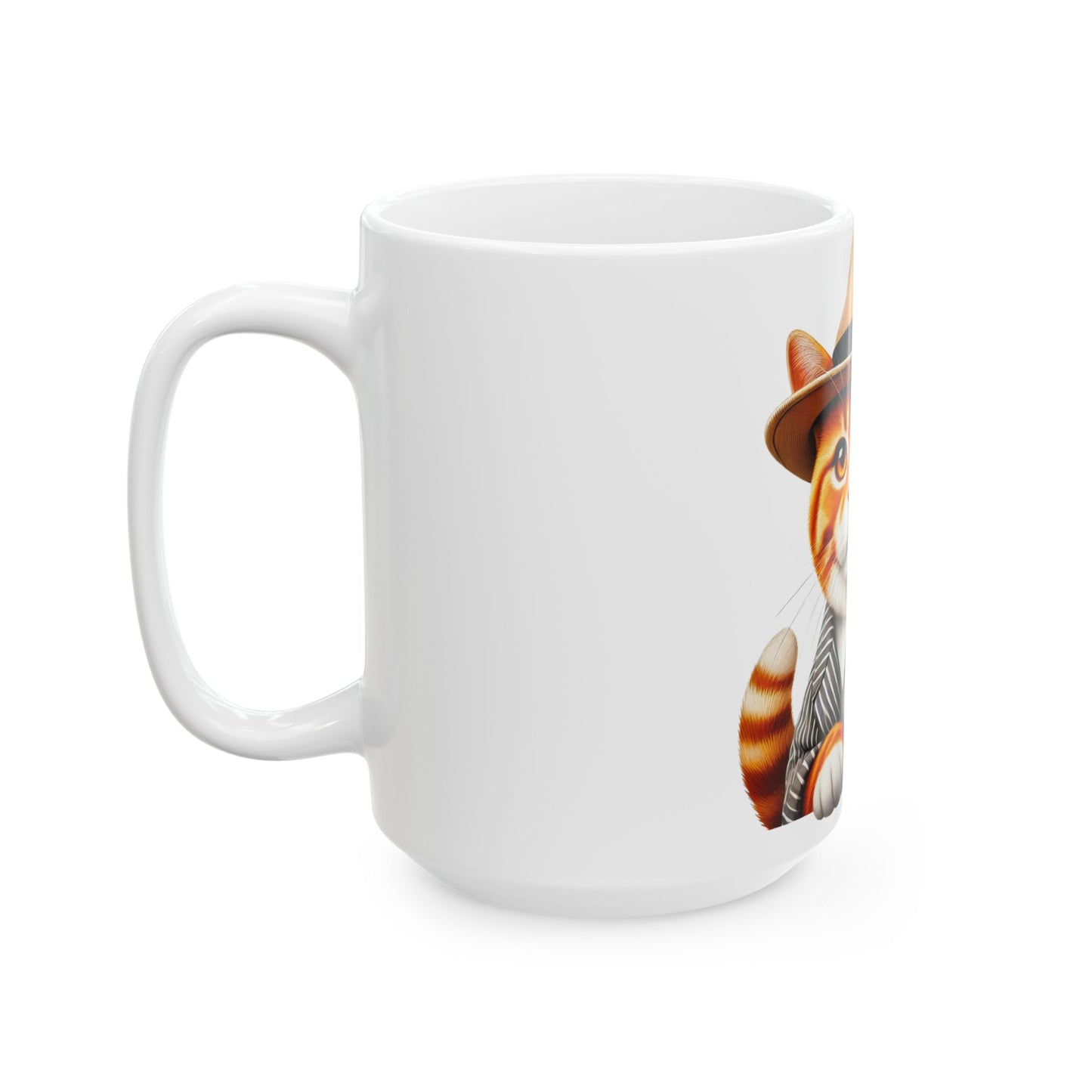 Tabby Cat Wearing a Fedora - Ceramic Mug