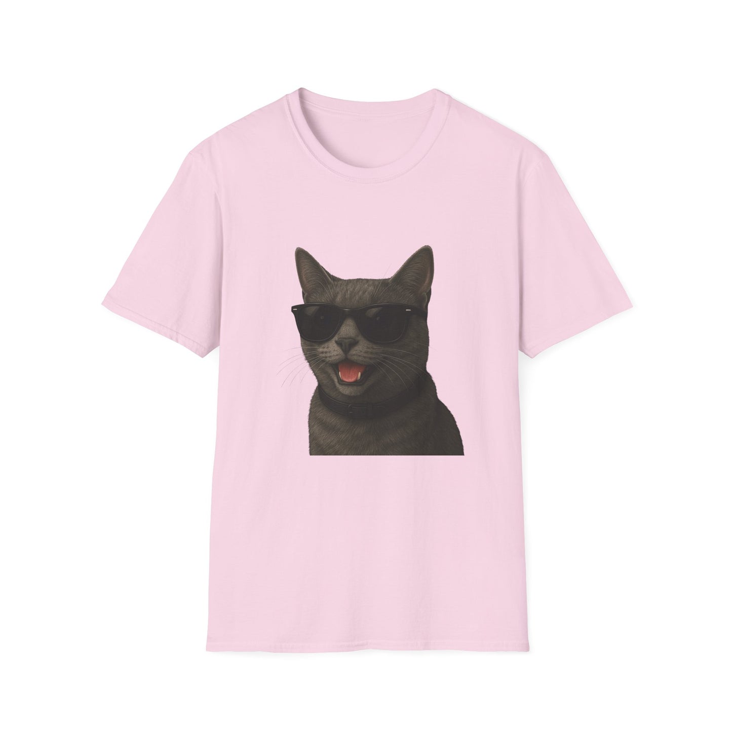 Gray Cat Wearing Sunglasses - Adult T-Shirt