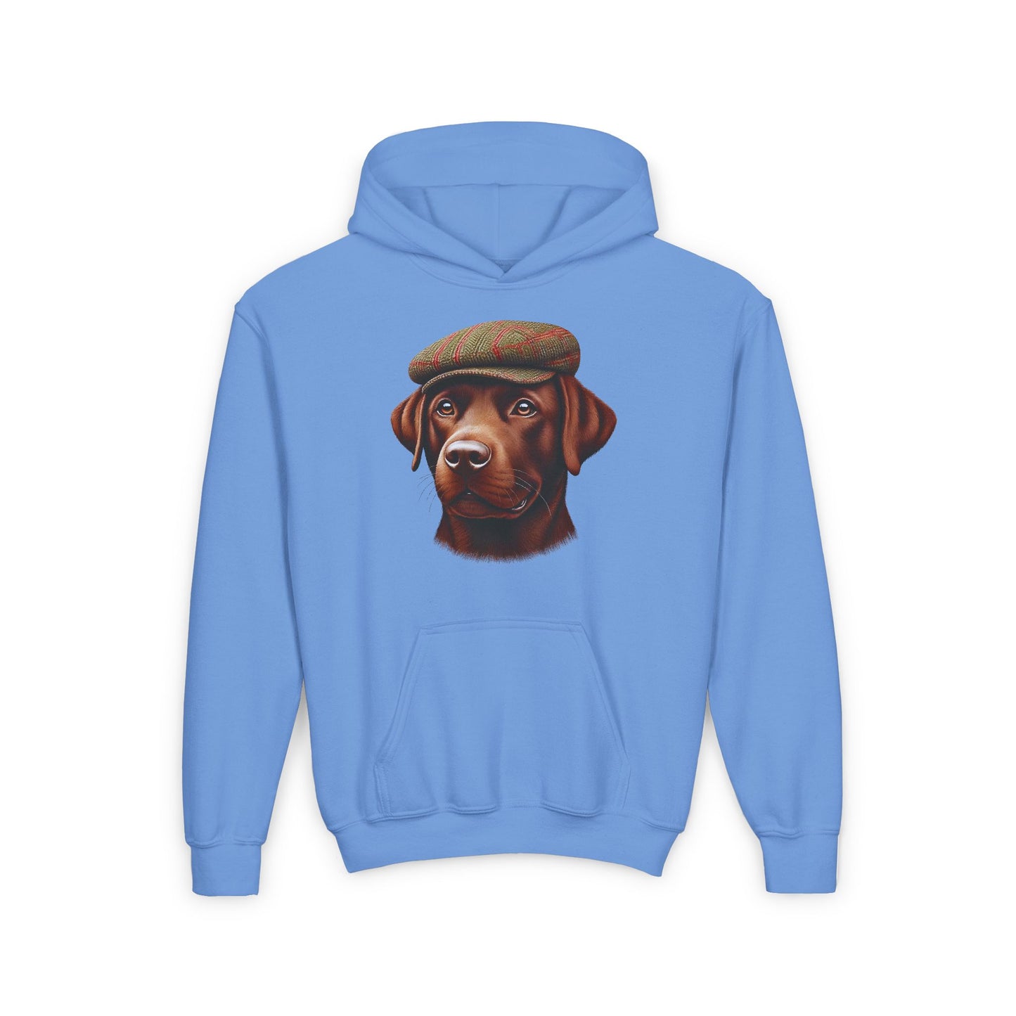 Brown Labrador With Tweed Flat Cap - Hooded Youth Sweatshirt - Too Cute Pets