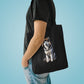Husky Wearing a Fur Hunter Hat - Cotton Tote Bag