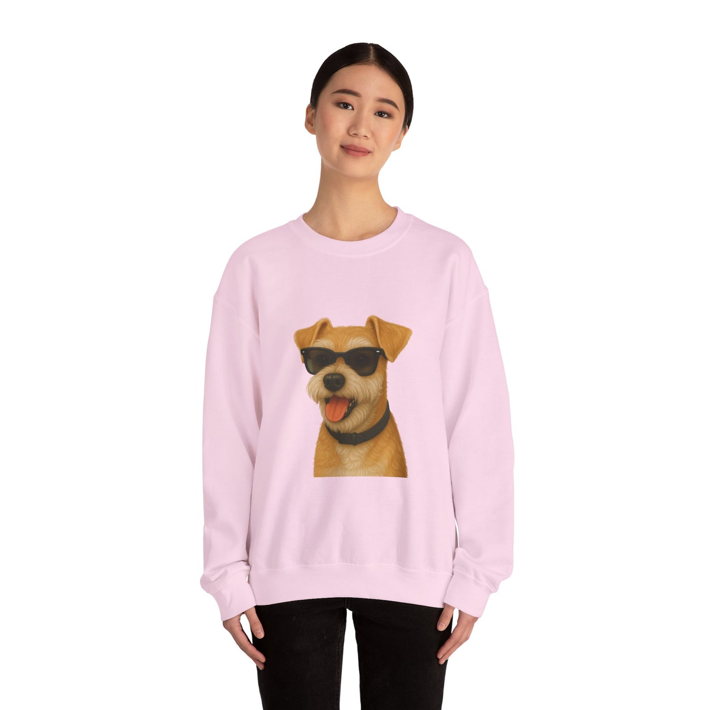 Miniature Schnauzer Wearing Sunglasses - Adult Crewneck Sweatshirt