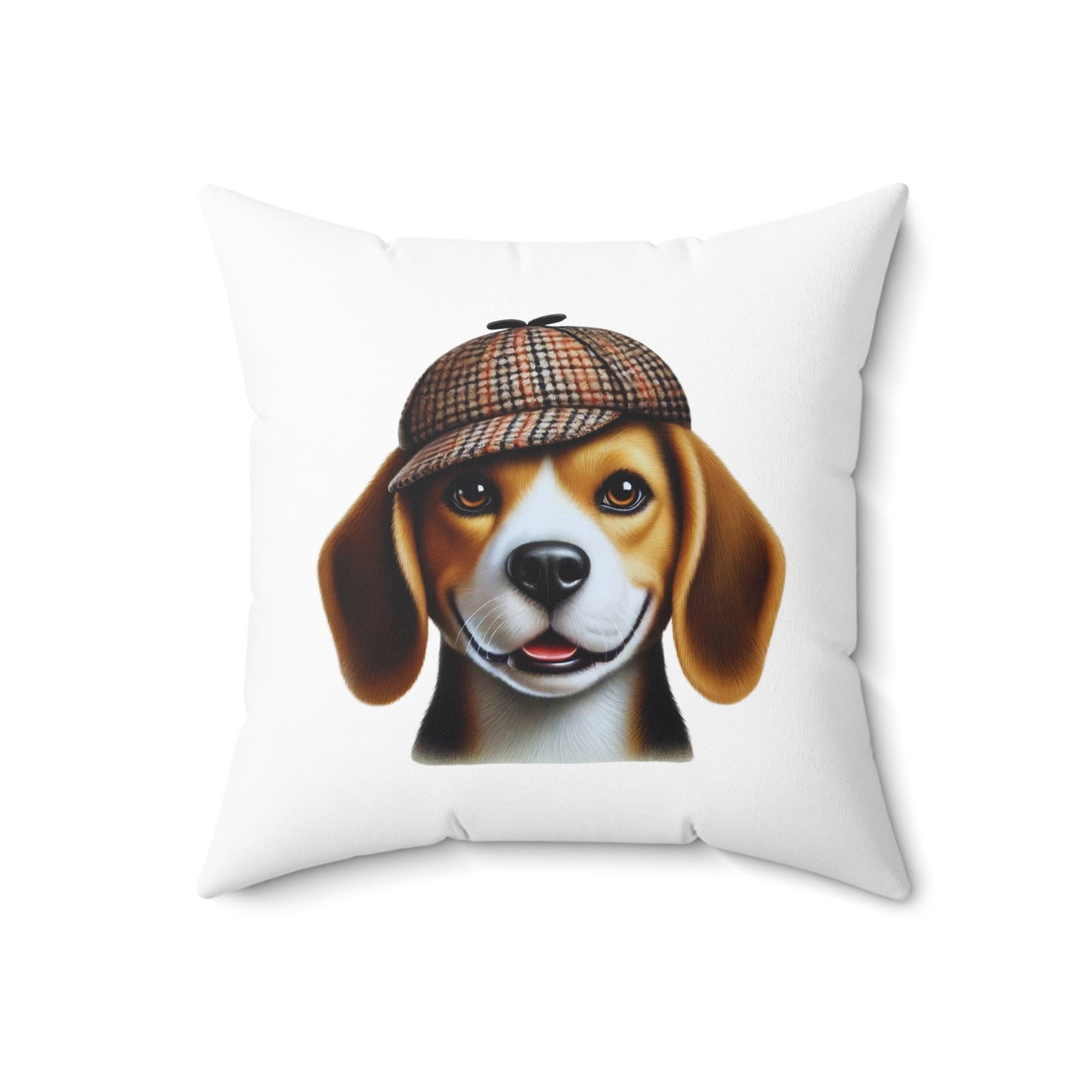 Beagle Wearing a Deerstalker Hat - Throw Pillow