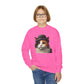 Calico Cat Wearing Bowler Hat Youth Crewneck Sweatshirt - Too Cute Pets