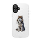 Husky Wearing a Fur Hunter Hat - Tough Phone Case