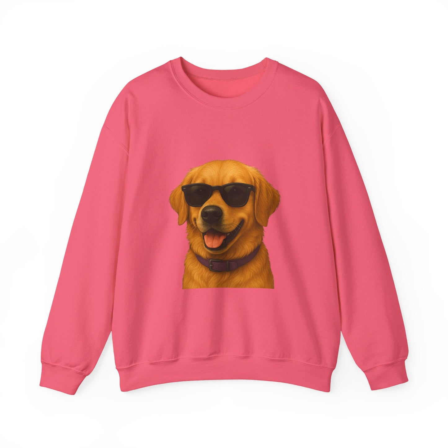 Golden Retriever Wearing Sunglasses - Adult Crewneck Sweatshirt