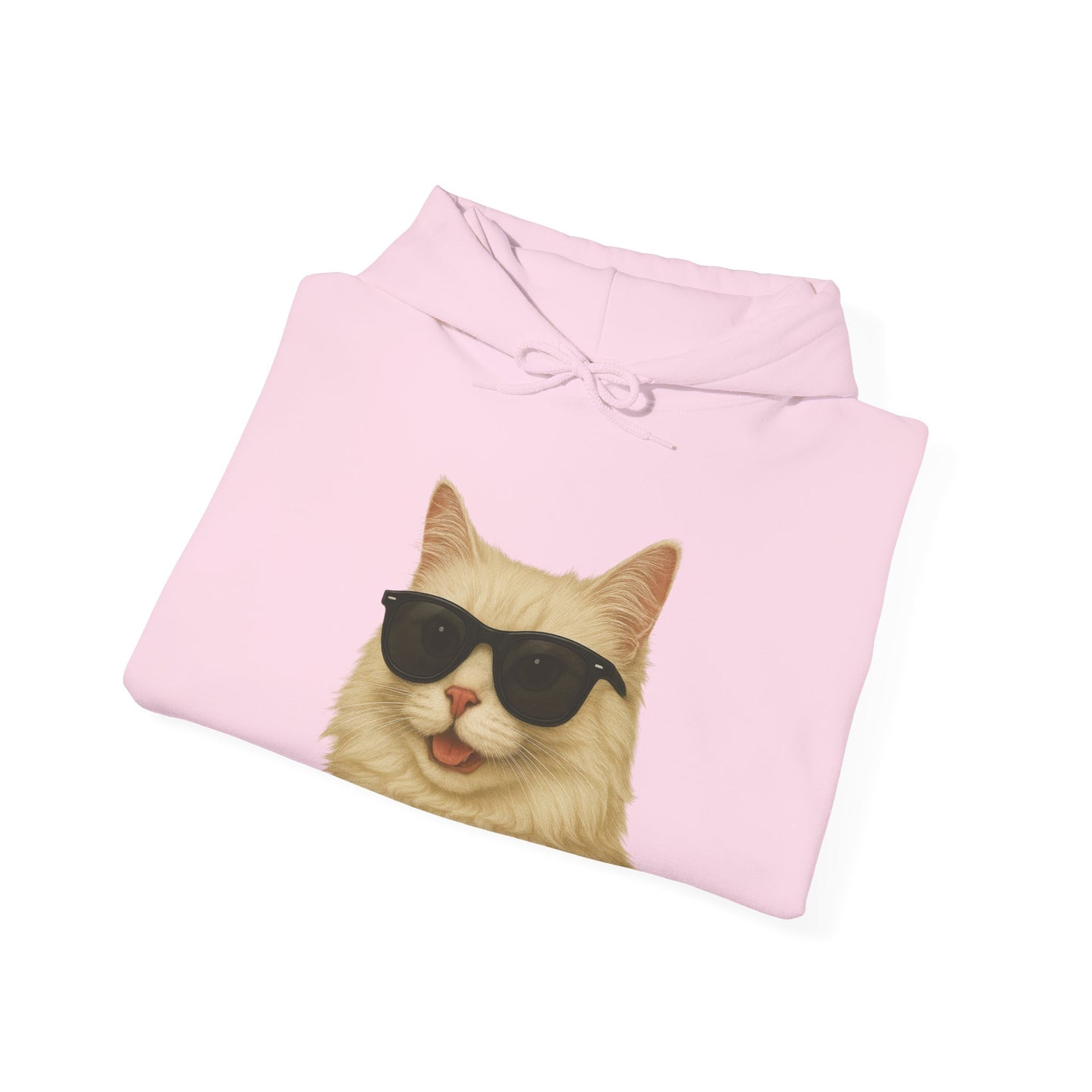 Cream Longhair Cat Wearing Sunglasses - Adult Hoodie