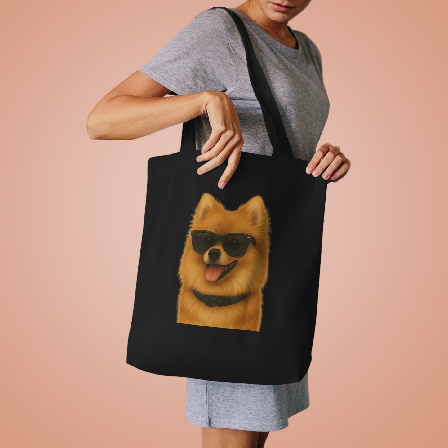 Pomeranian Wearing Sunglasses Cotton Tote Bag
