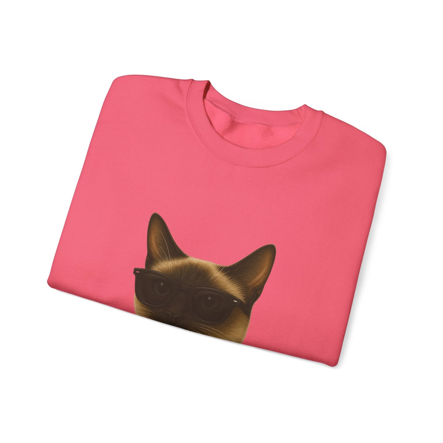 Siamese Cat Wearing Sunglasses - Adult Crewneck Sweatshirt