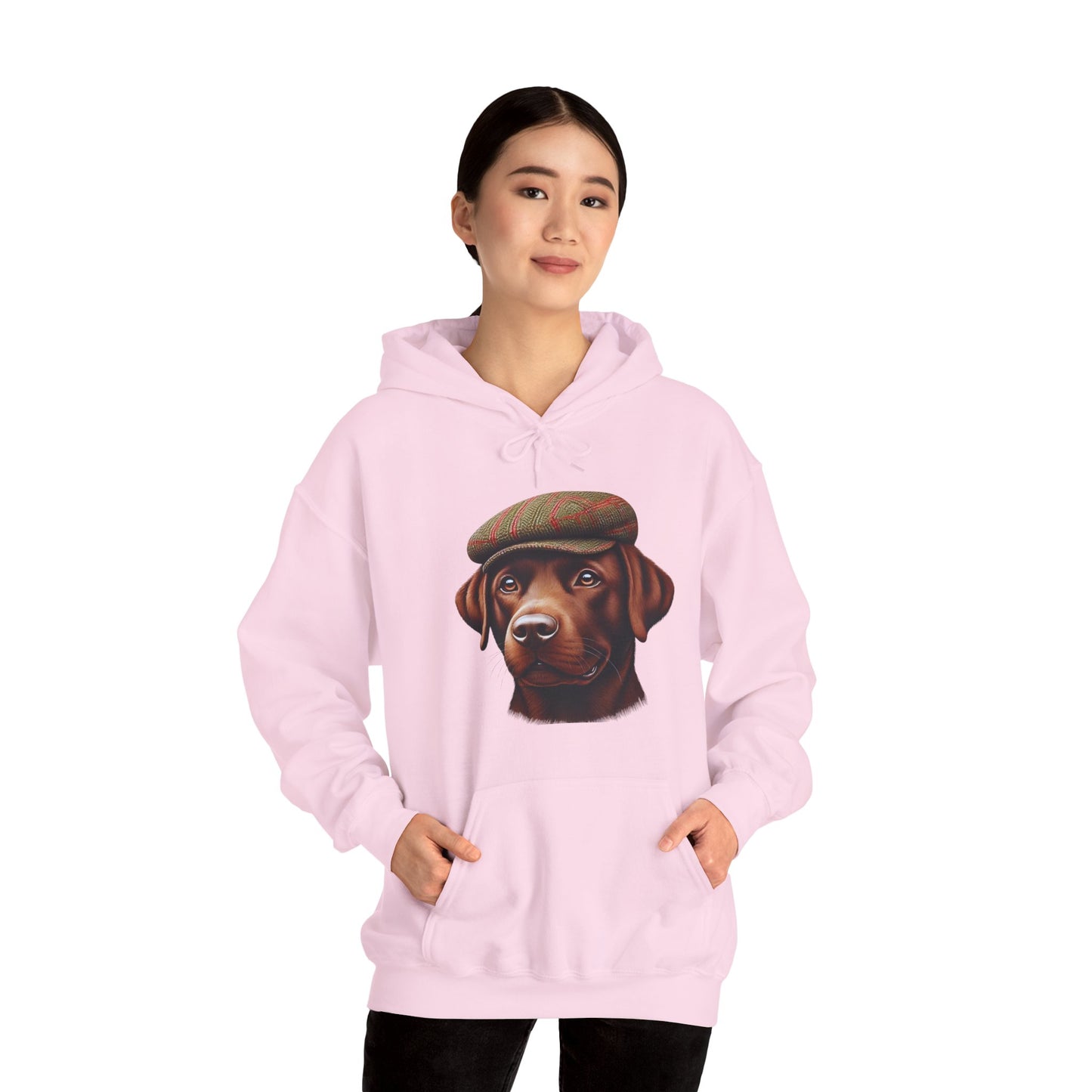 Brown Labrador Wearing Tweed Flat Cap - Adult Hoodie - Too Cute Pets