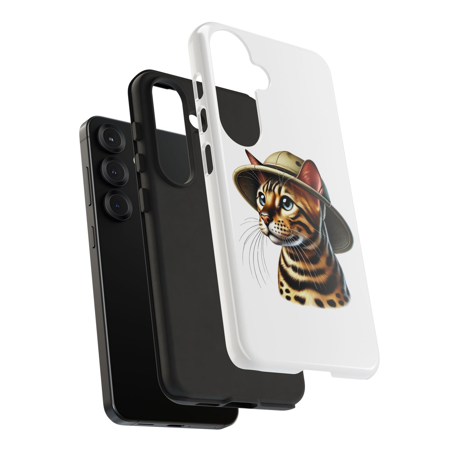 Bengal Cat Wearing a Safari Hat - Tough Phone Case