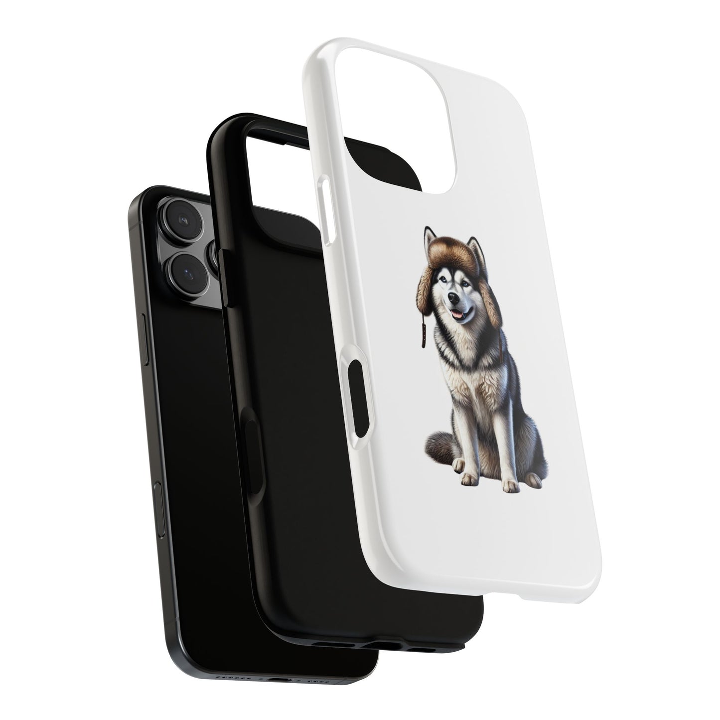 Husky Wearing a Fur Hunter Hat - Tough Phone Case