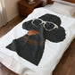 Black Poodle Wearing Sunglasses - Sherpa Blanket