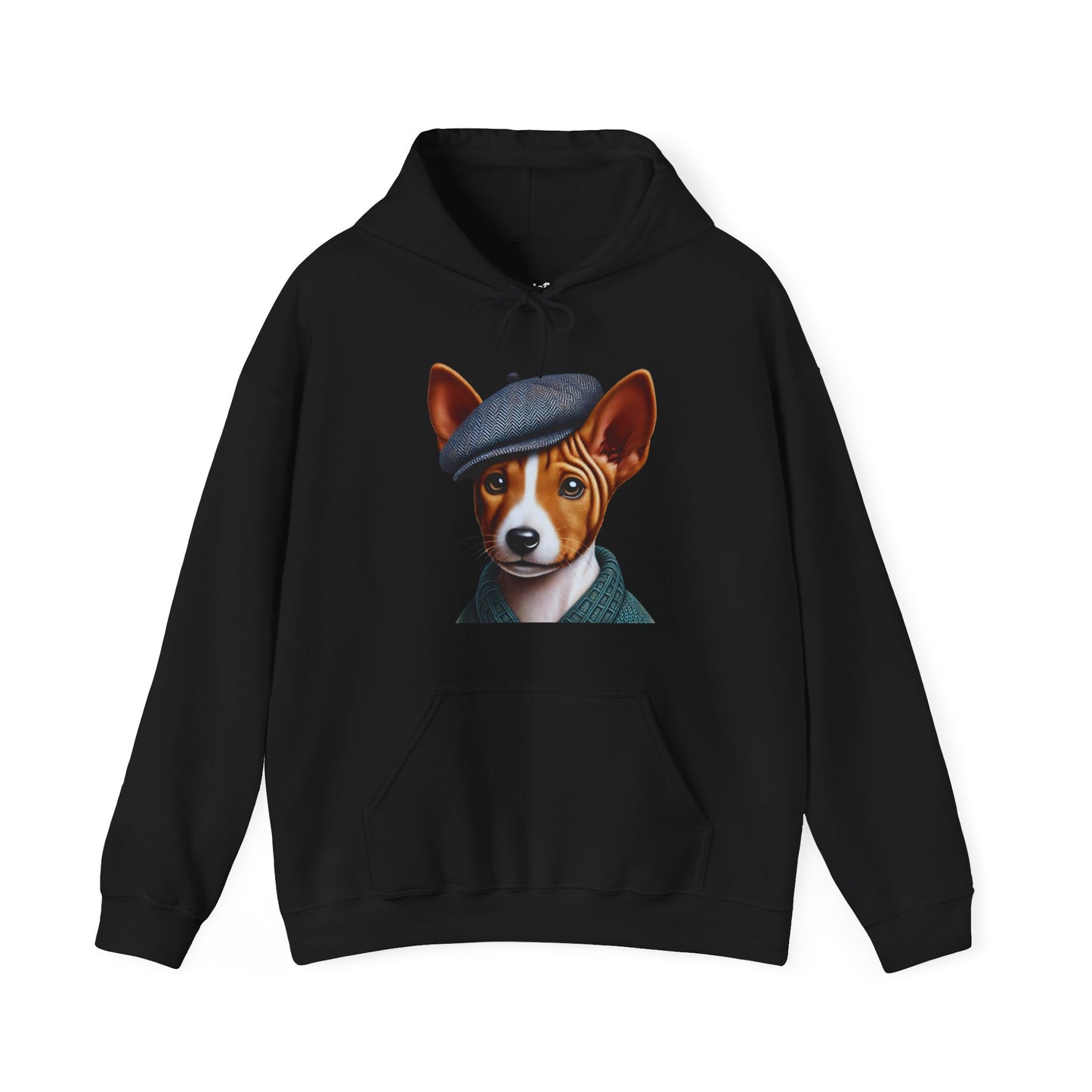 Cute Basenji Pup Wearing A Tweed Flat Cap - Adult Hoodie - Too Cute Pets