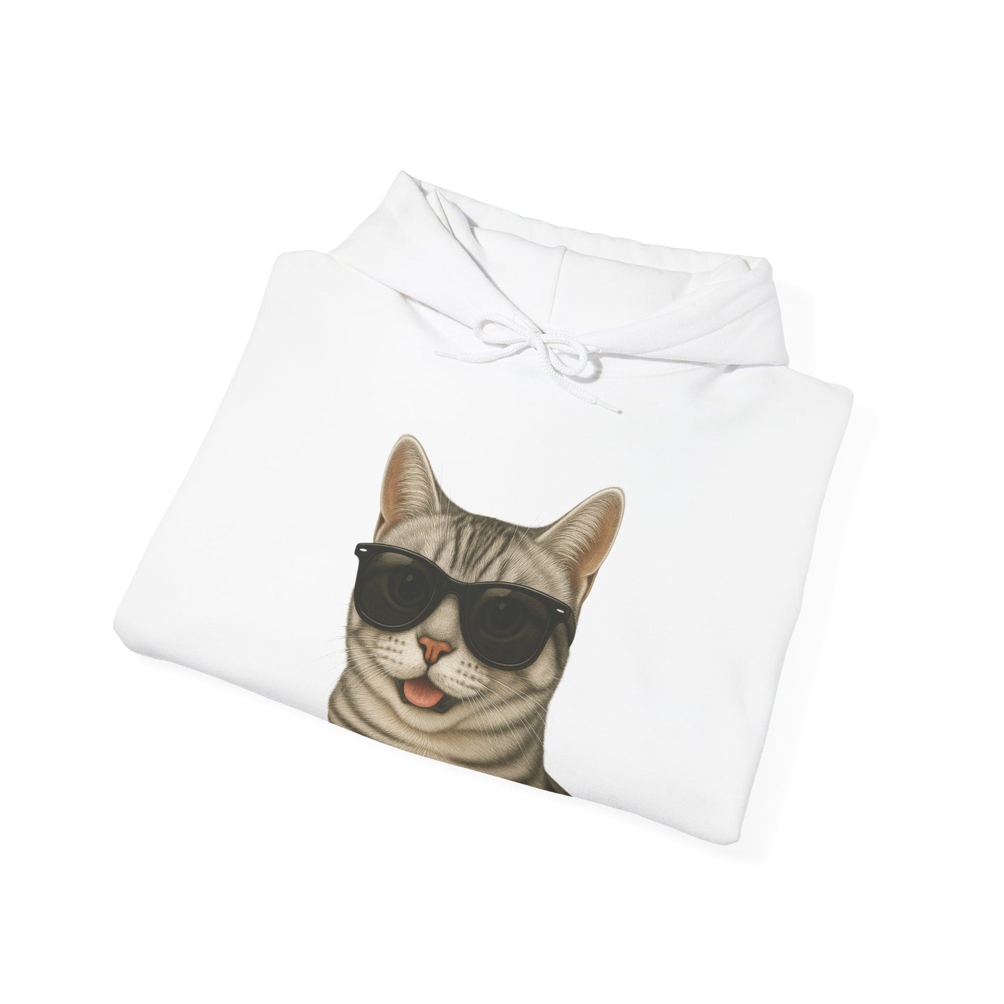American Shorthair Silver Tabby Wearing Sunglasses - Adult Hoodie