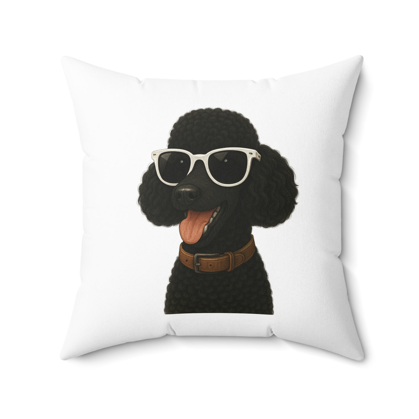 Black Poodle Wearing Sunglasses - Throw Pillow