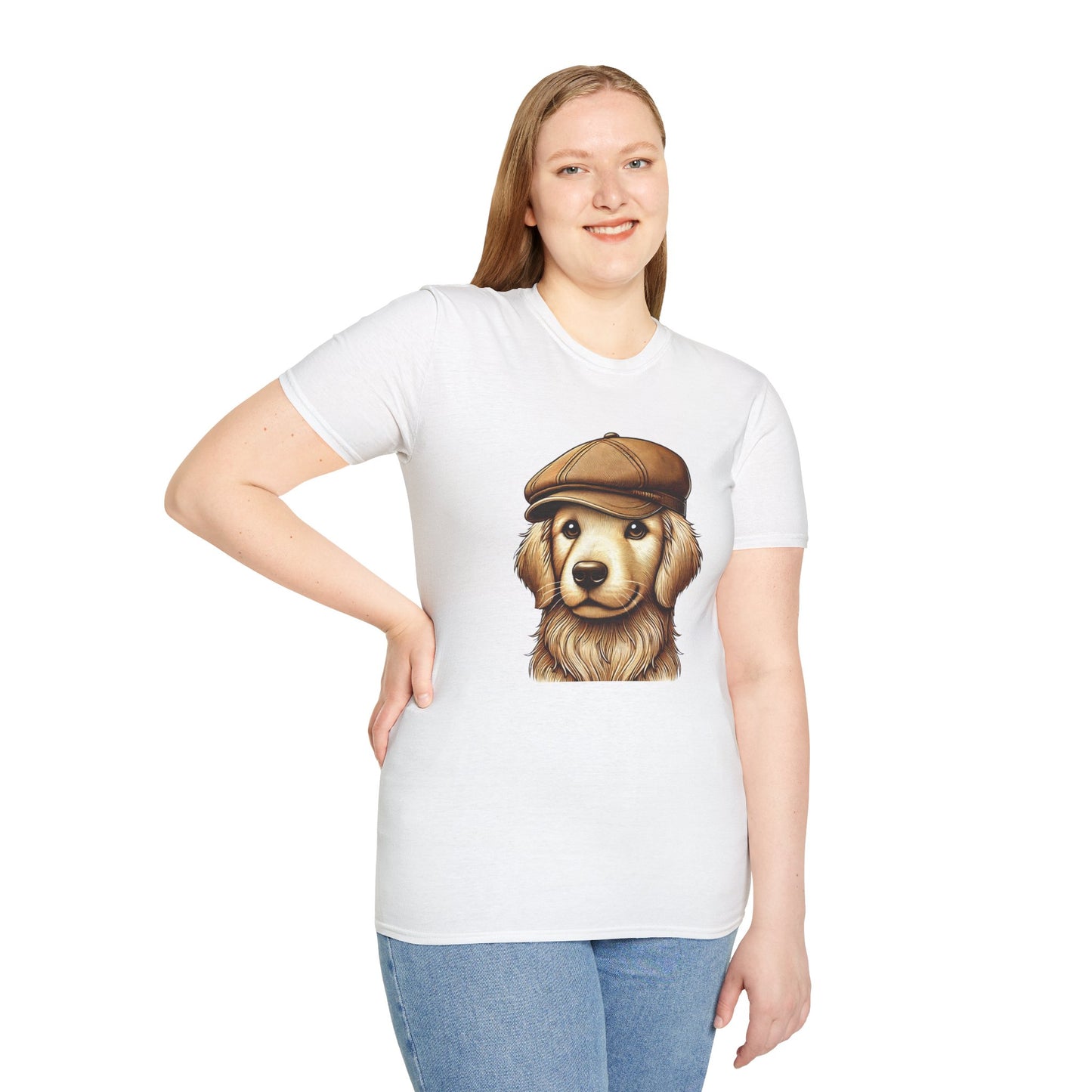 Golden Retriever Wearing Newsboy Cap - Adult Hoodie - Too Cute Pets