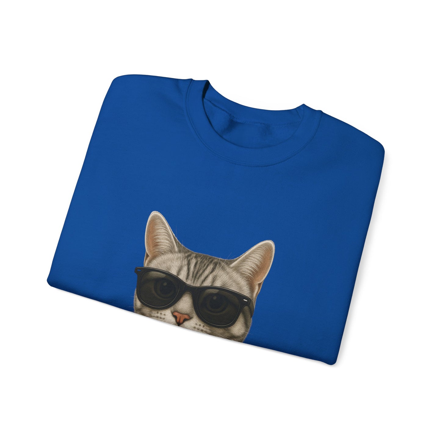 American Shorthair Silver Tabby Wearing Sunglasses - Adult Crewneck Sweatshirt