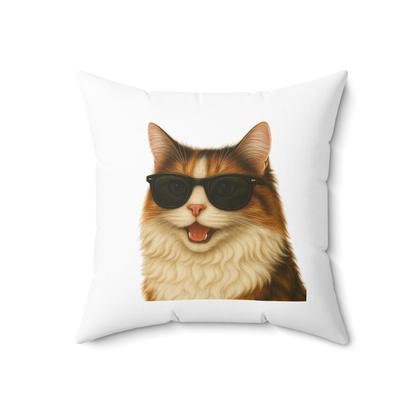 Calico Cat Wearing Sunglasses - Throw Pillow