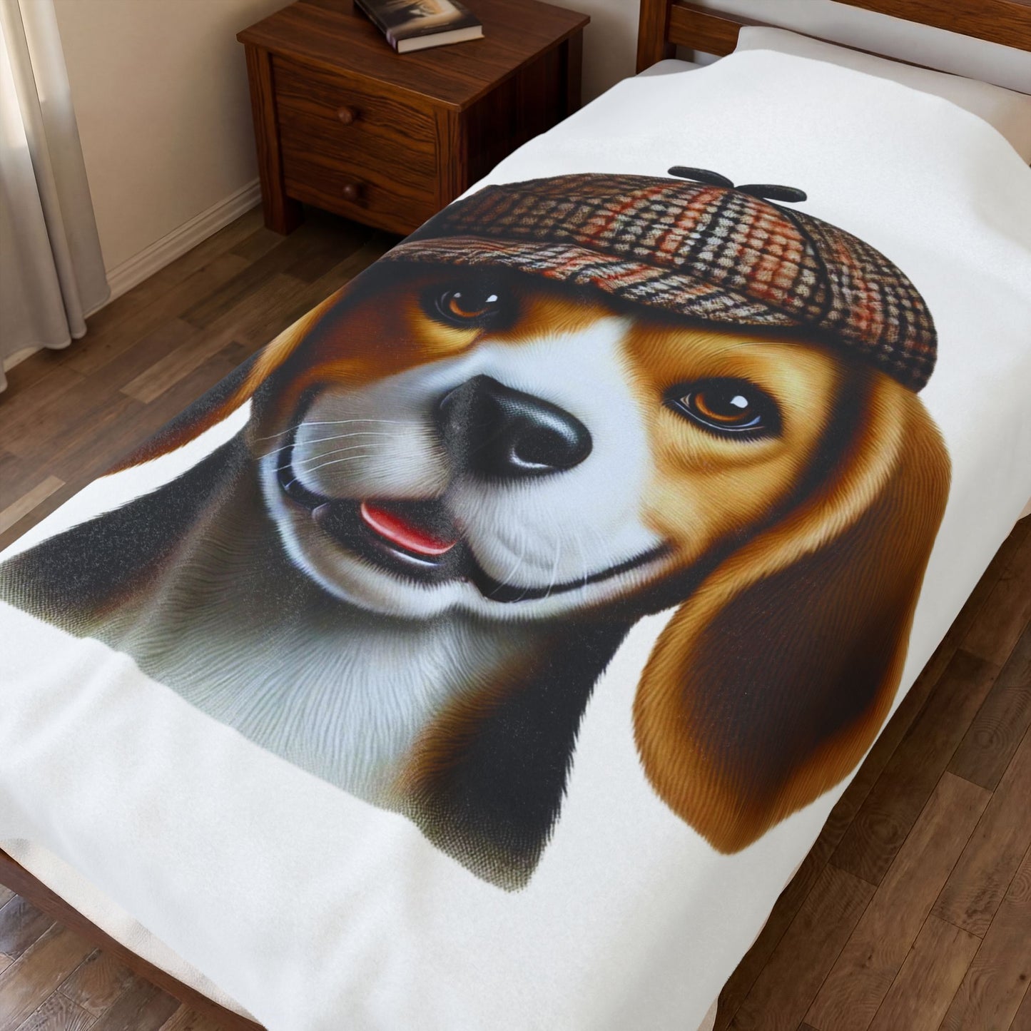 Beagle Wearing a Deerstalker Hat - Sherpa Blanket