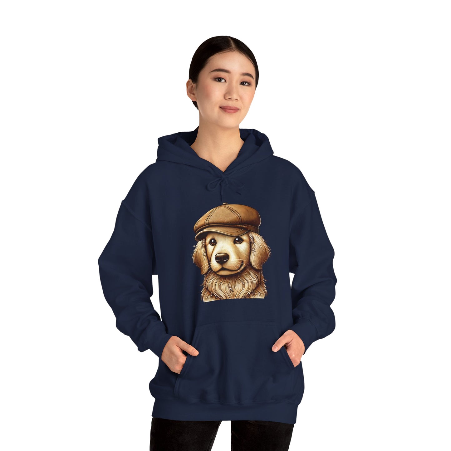 Golden Retriever Wearing Newsboy Hat - Adult Hoodie - Too Cute Pets