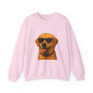 Golden Retriever Wearing Sunglasses - Adult Crewneck Sweatshirt