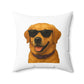 Golden Retriever Wearing Sunglasses - Throw Pillow