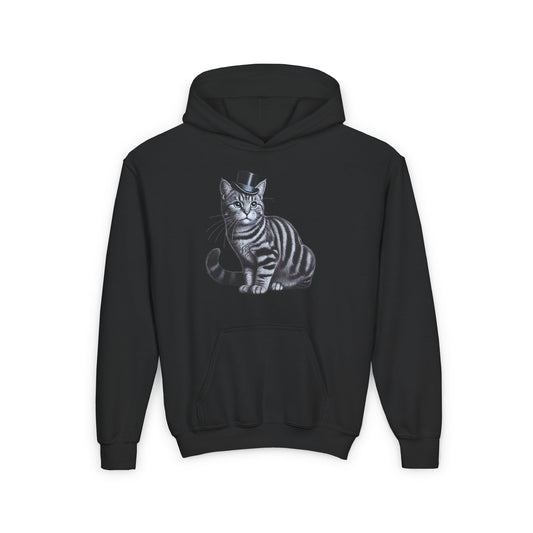 Tabby Wearing Top Hat - Youth Hoodie - Too Cute Pets
