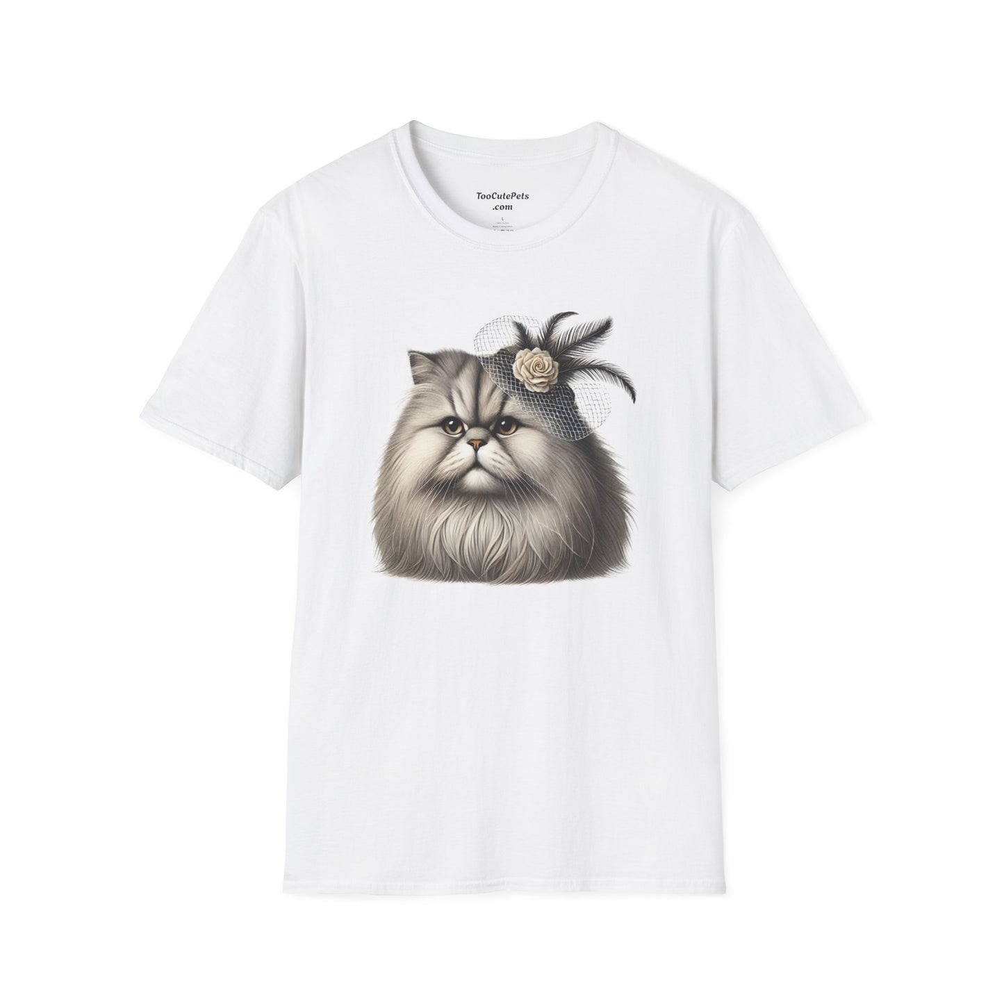 Persian Cat Wearing A Flower Fascinator - Adult T-Shirt -Too Cute Pets