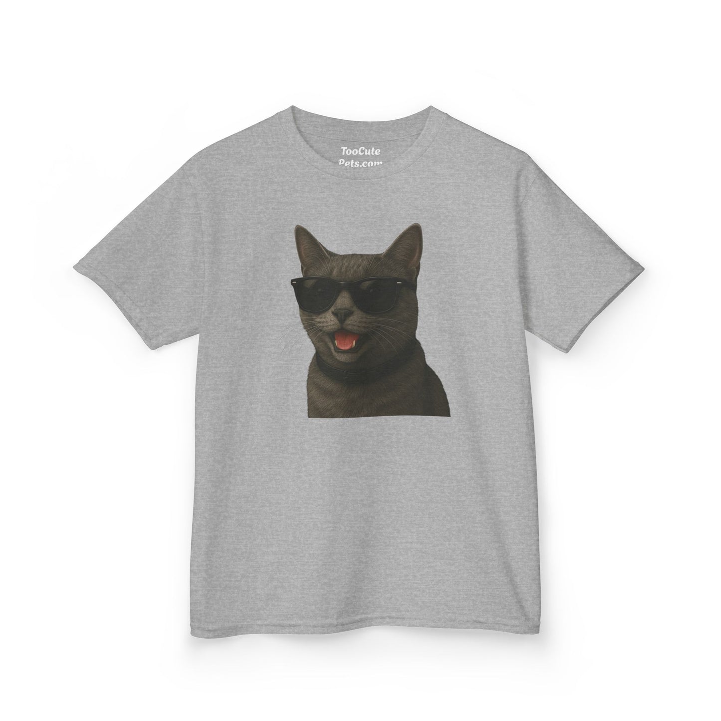 Gray Domestic Shorthaired Cat Wearing Sunglasses Kids Tee
