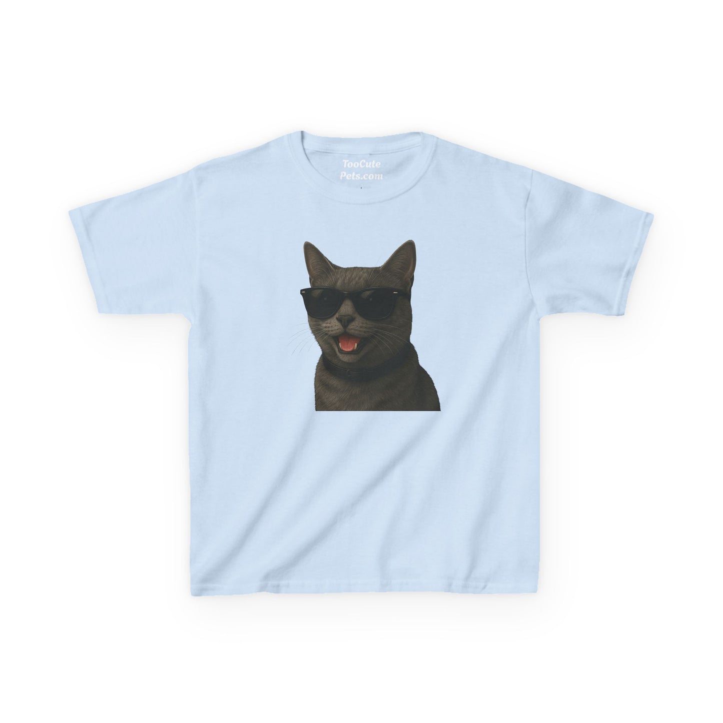 Gray Domestic Shorthaired Cat Wearing Sunglasses Kids Tee