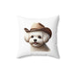 Maltese Wearing a Cowgirl Hat - Throw Pillow