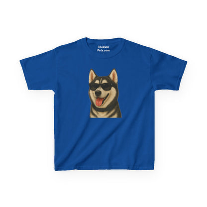 Siberian Husky Wearing Sunglasses - Kids Tee