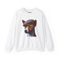 Basenji Wearing Tweed Flat Cap - Adult Crewneck Sweatshirt - Too Cute Pets