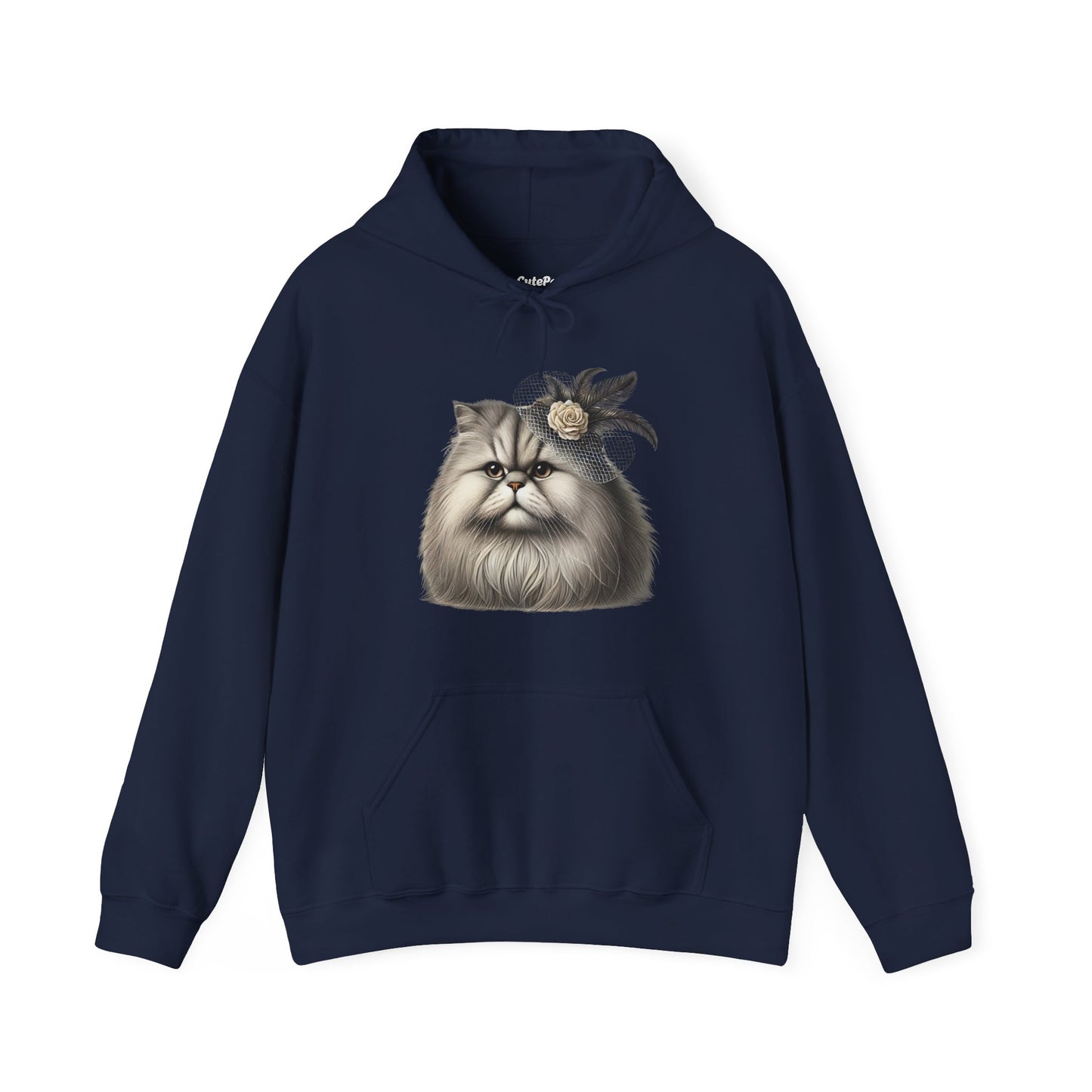 Persian Cat Wearing A Flower Fascinator - Adult Hoodie - Too Cute Pets