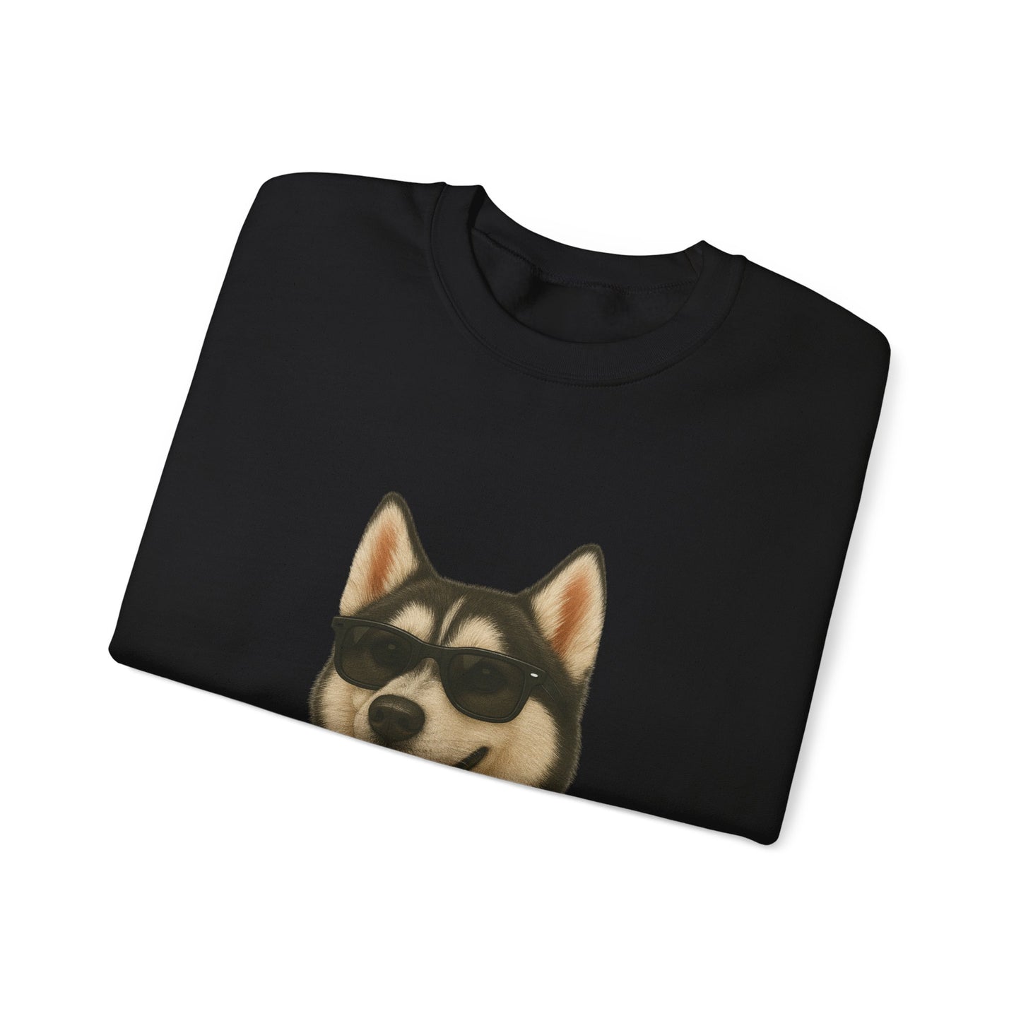 Siberian Husky Wearing Sunglasses - Adult Crewneck Sweatshirt