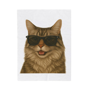 Siberian Cat Wearing Sunglasses - Sherpa Blanket