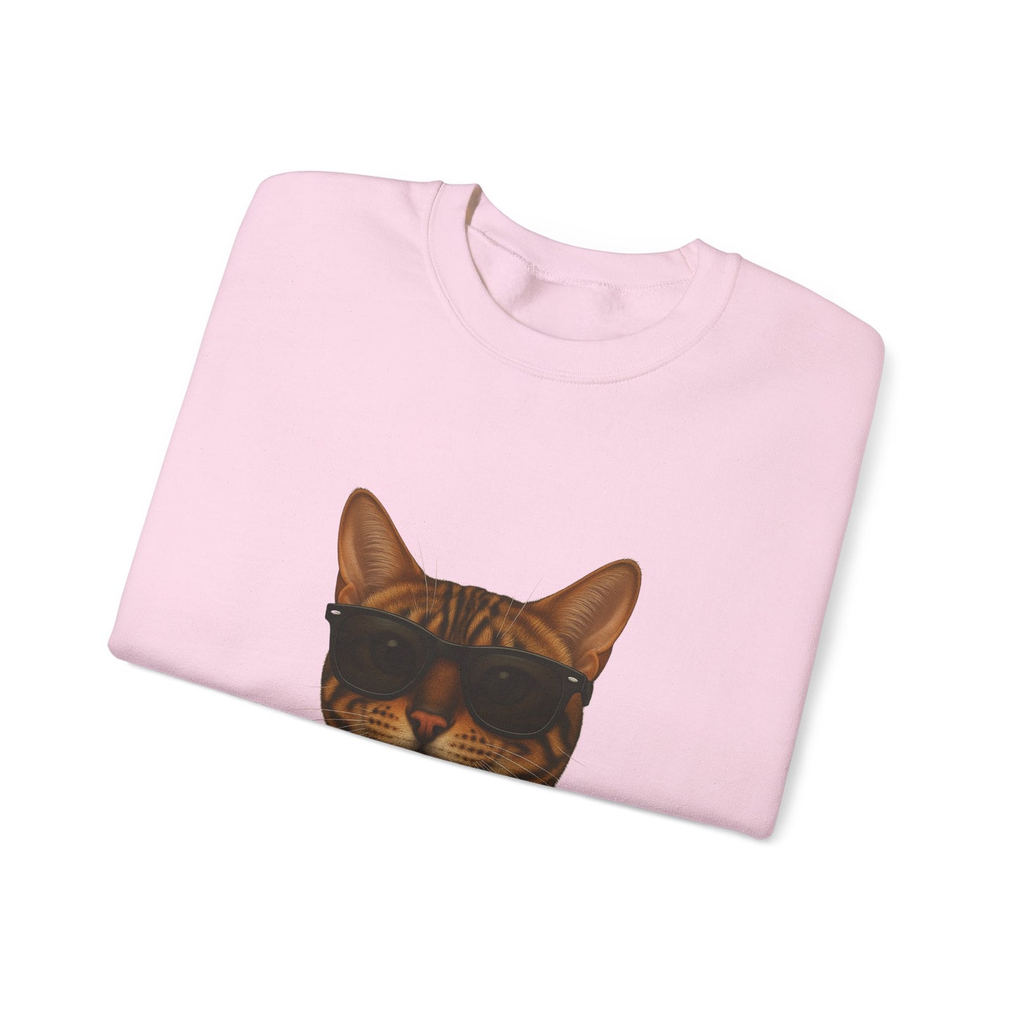 Bengal Cat Wearing Sunglasses - Adult Crewneck Sweatshirt