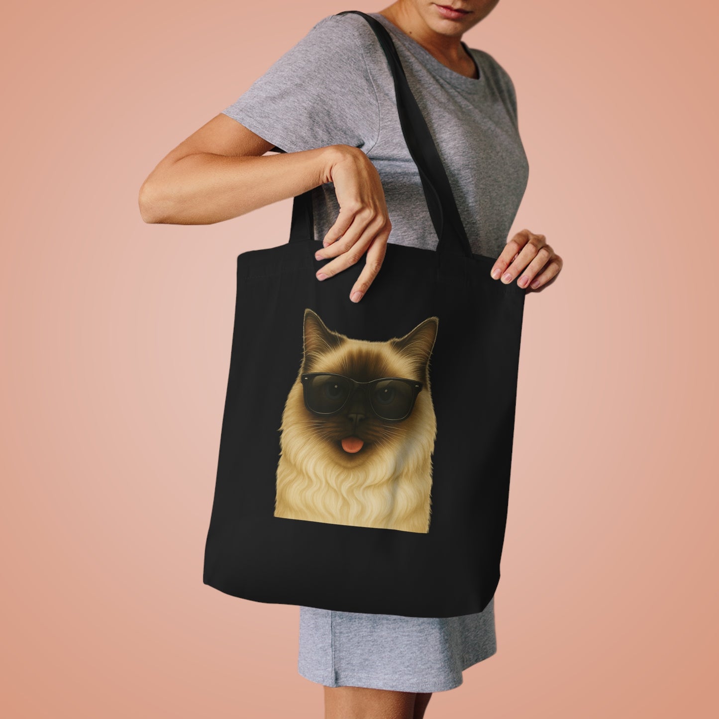 Ragdoll Cat Wearing Sunglasses Cotton Tote Bag
