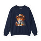 Tabby Cat Wearing A Fedora And Suit - Adult Crewneck Sweatshirt - Too Cute Pets