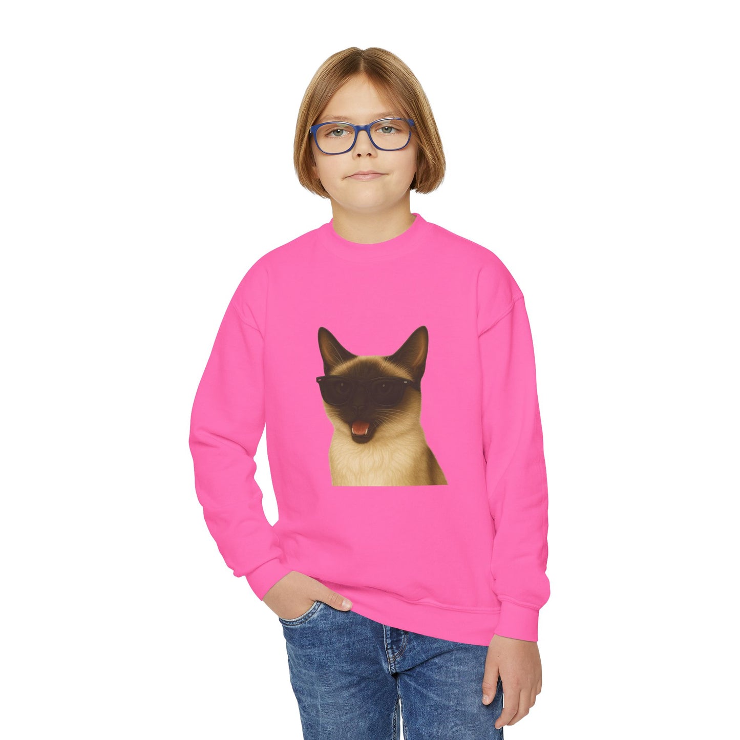 Siamese Cat Wearing Sunglasses - Youth Sweatshirt