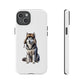 Husky Wearing a Fur Hunter Hat - Tough Phone Case