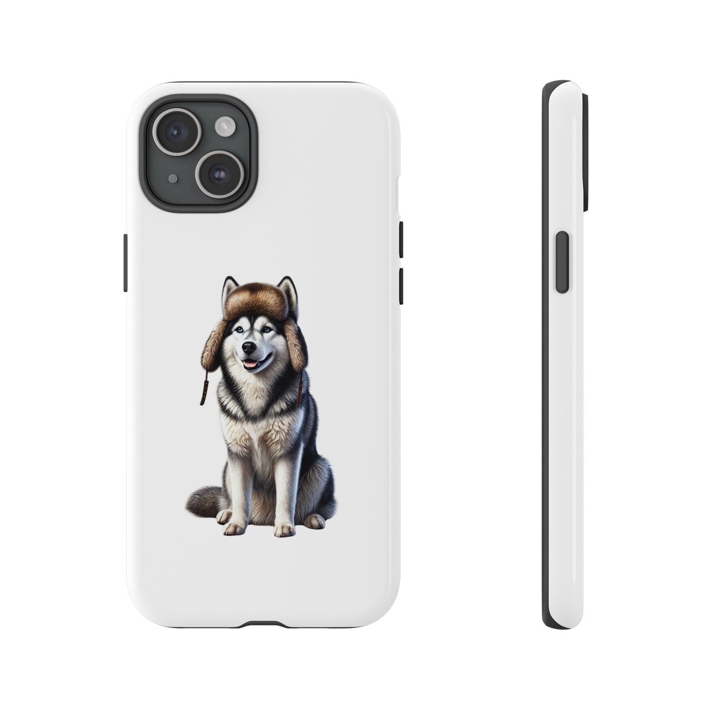 Husky Wearing a Fur Hunter Hat - Tough Phone Case
