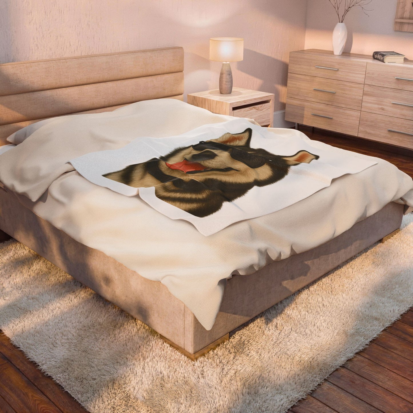 Siberian Husky Wearing Sunglasses - Sherpa Blanket