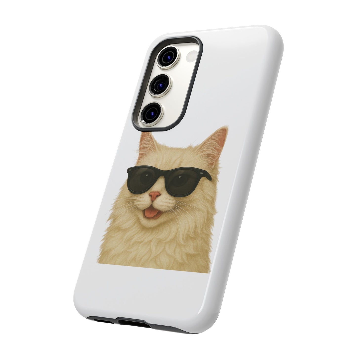 Cream Longhair Cat Wearing Sunglasses - Tough Phone Case