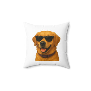 Golden Retriever Wearing Sunglasses - Throw Pillow