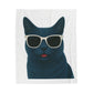 Russian Blue Cat Wearing Sunglasses - Sherpa Blanket