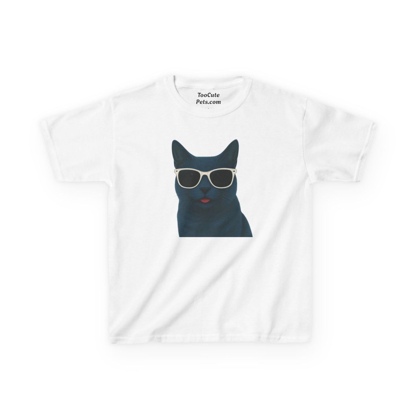 Russian Blue Cat Wearing Sunglasses Kids Tee