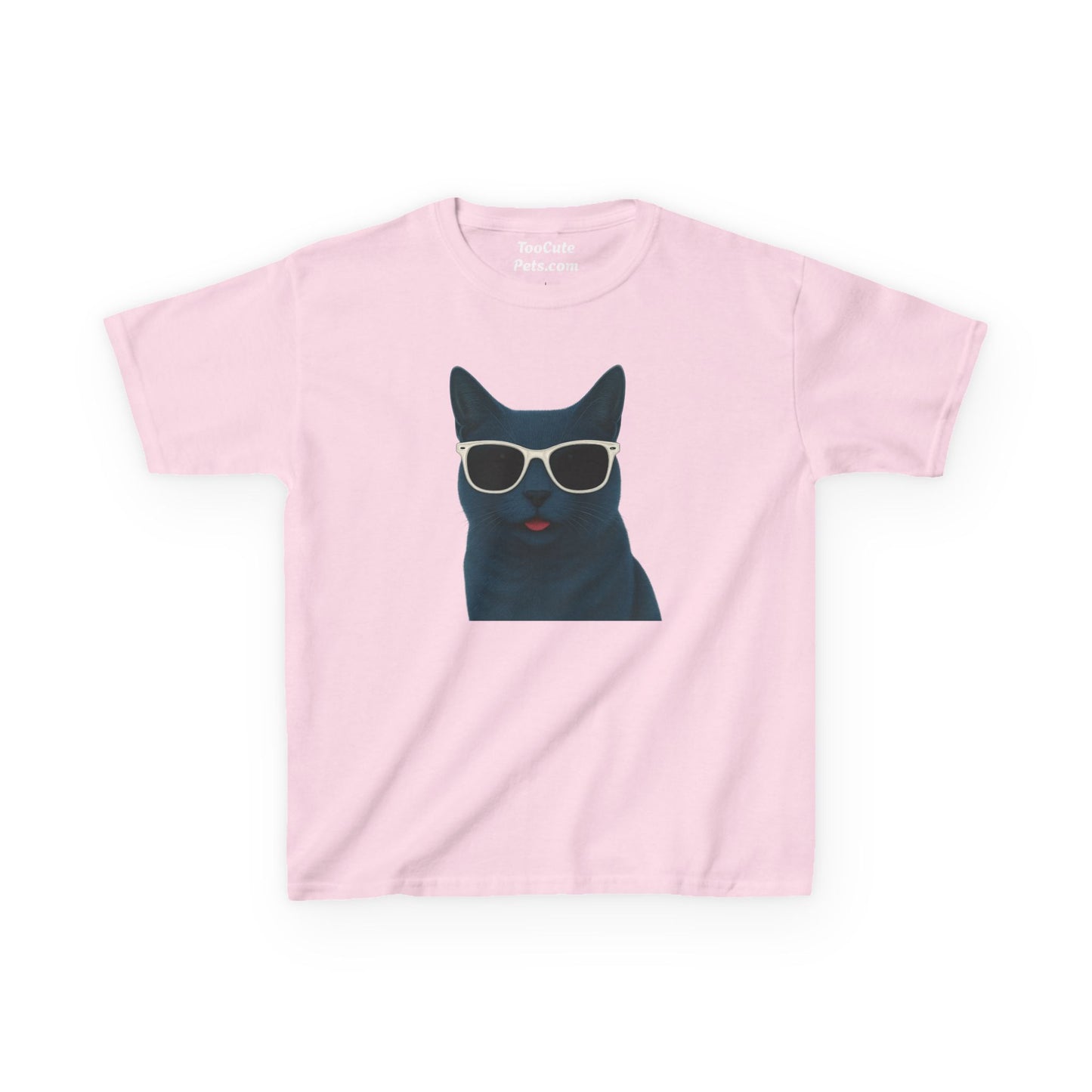Russian Blue Cat Wearing Sunglasses Kids Tee